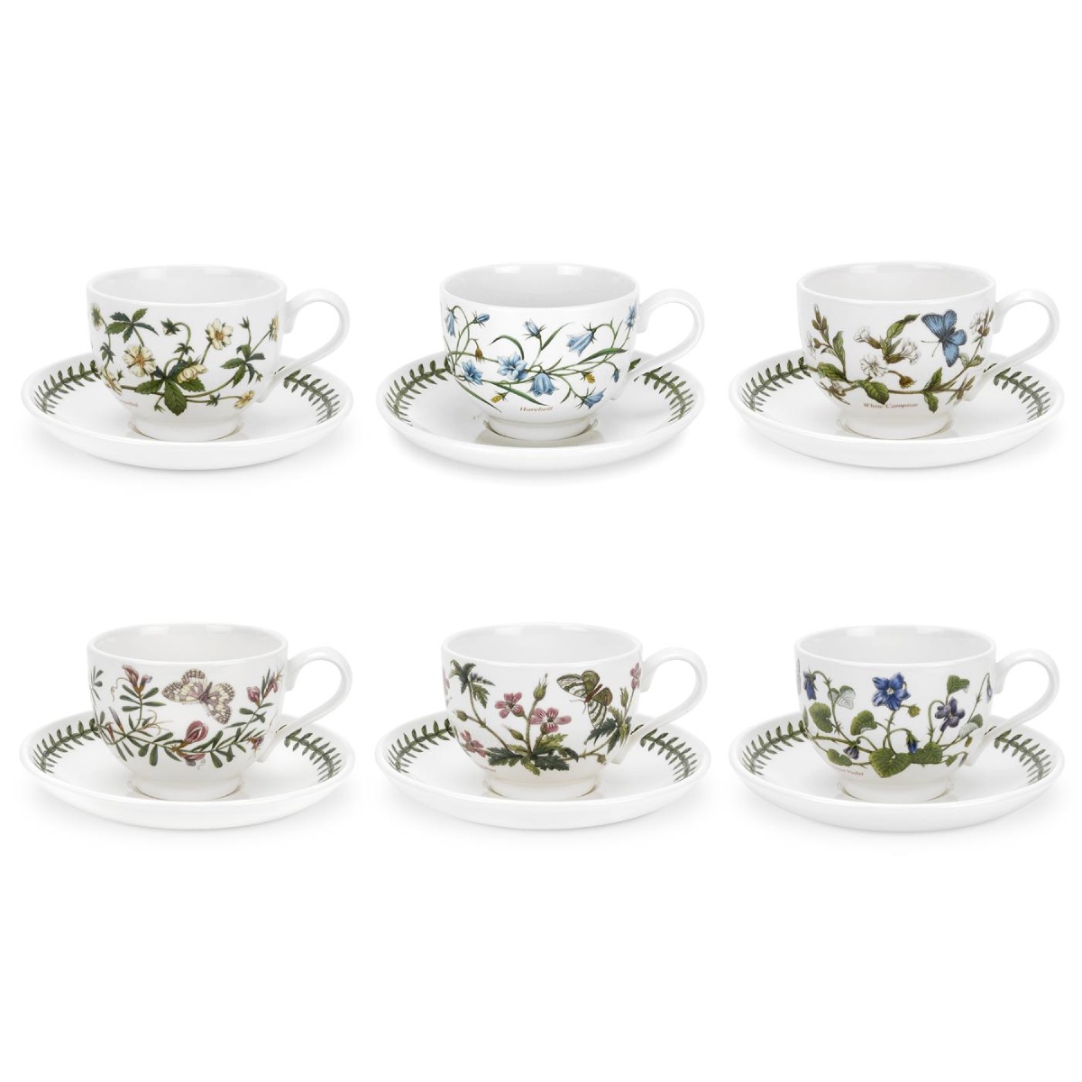 Botanic Garden Set of 6 Teacups & Saucers (T) Assorted Motifs image number null